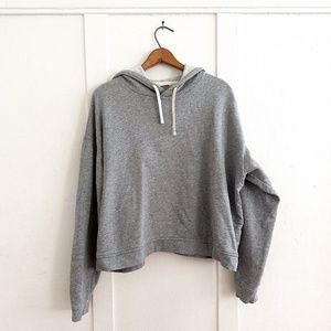 Everlane French Terry Cropped Sweatshirt Light Heather Grey - Size Large
